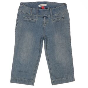 Mossimo Jeans Crop Capri Plus Size 18W Flap Blue Denim Stretch Measure 38 x 21